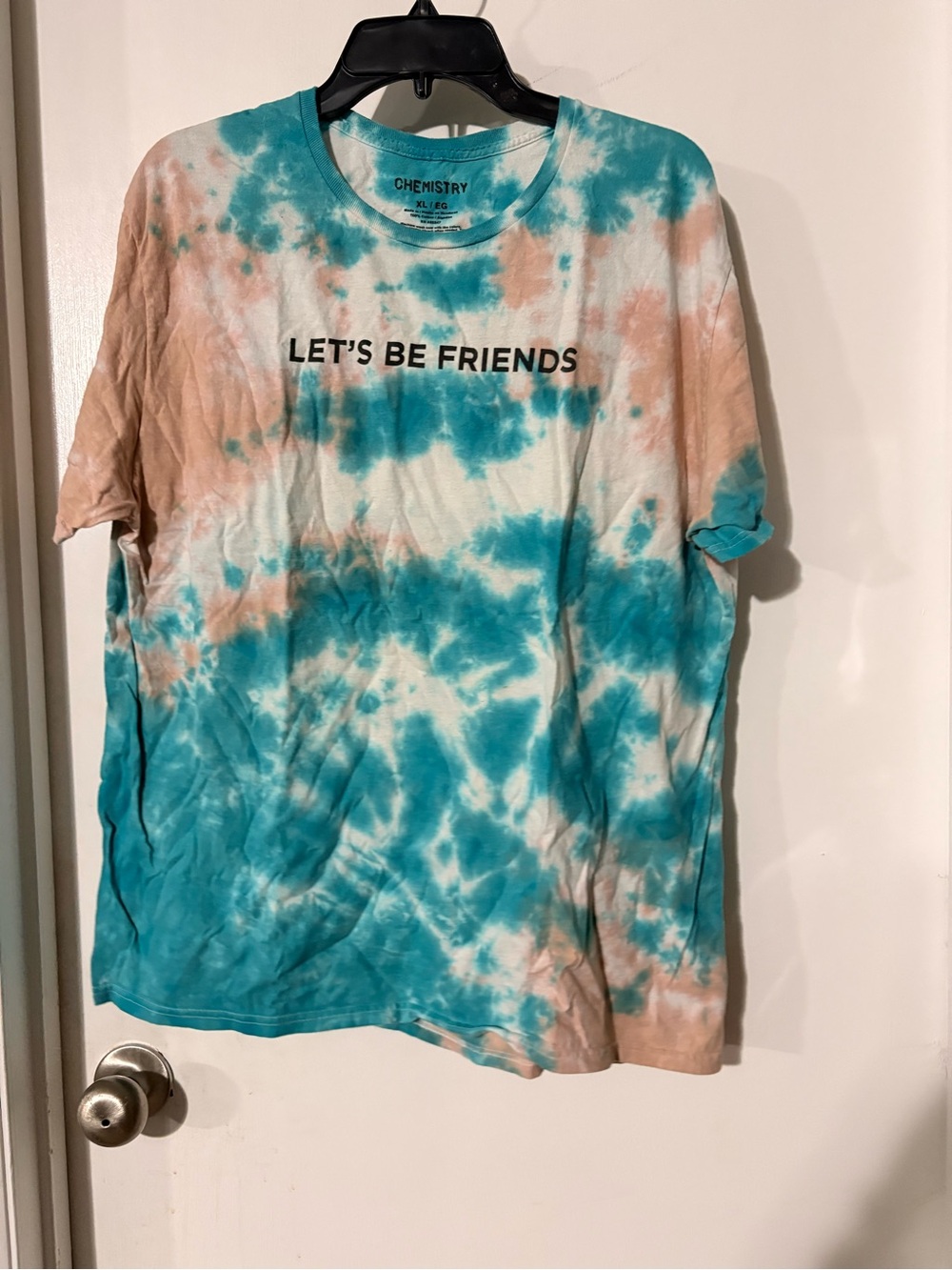 Chemistry Tie-Dye "LET'S BE FRIENDS" Tee - Teal & Peach